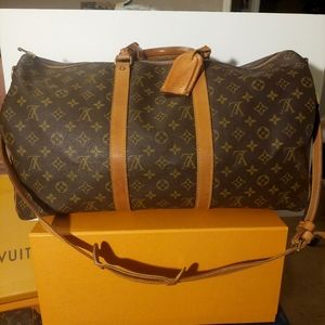 SOLD!! Louis Vuitton Monogram Keepall 50 w/Strap, LV Dustbag, Poignant, & Tag